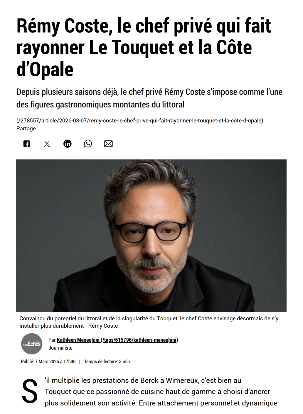 Rémy Coste, le chef privé qui fait rayonner Le Touquet et la Côte d’Opale